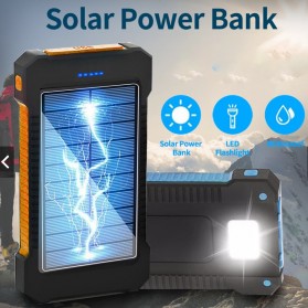 DETENG Power Bank Solar Power LED Light USB 20000mAh - PS-P401 - Black