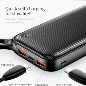 Baseus Power Bank 2 Port QC 3.0 USB Type C PD 20000mAh - PPKC-A01 - Black - 6