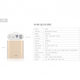 Hame H14D Power Bank QC 3.0 15000mAh - Golden - 8