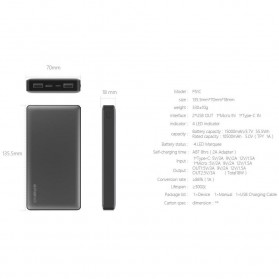 Hame P51C USB Type C Power Bank 2 Port 15000mAh - Gray Silver - 7