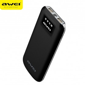 Awei Power Bank 2 Port 10000mAh with Lightning Input Port - P50K - Black - 1