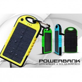 Solar Waterproof Power Bank 5000mAh - Yellow with Black Side - 1