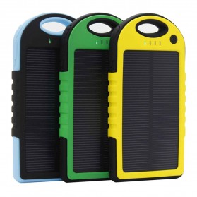 Solar Waterproof Power Bank 5000mAh - Yellow with Black Side - 2