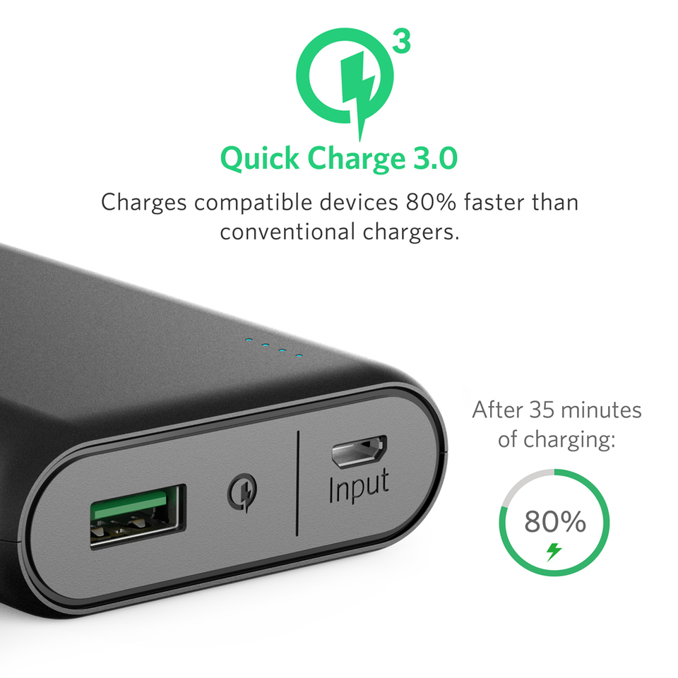Anker Powercore Power Bank 10000mah Qualcomm Qc 3 0 Black