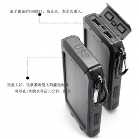Sinofer Solar Power Bank 2 USB Port 12000mAh - Black - 5
