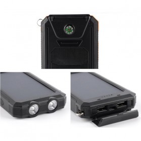 Sinofer Solar Power Bank 2 USB Port 12000mAh - Black - 6