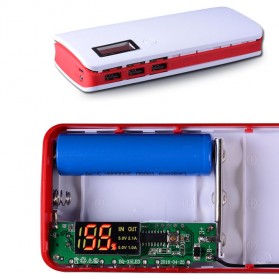DIY Power Bank Case 3 USB Port with LCD Display - X5 - White/Red - 1