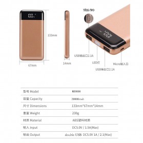 Power Bank Quick Charge 2 Port 20000mAh with LED Flash - M200 - Black - 2