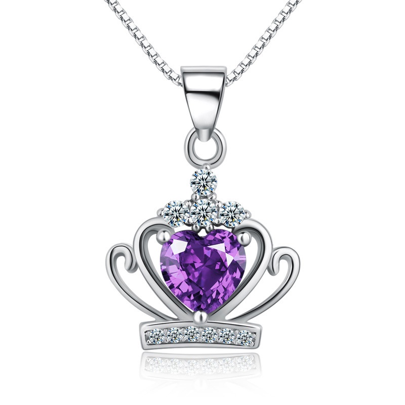 crown pendant white purple rodhium 925 sterling silver kalung mahkota purple crown pendant white purple rodhium 925 sterling silver kalung mahkota purple