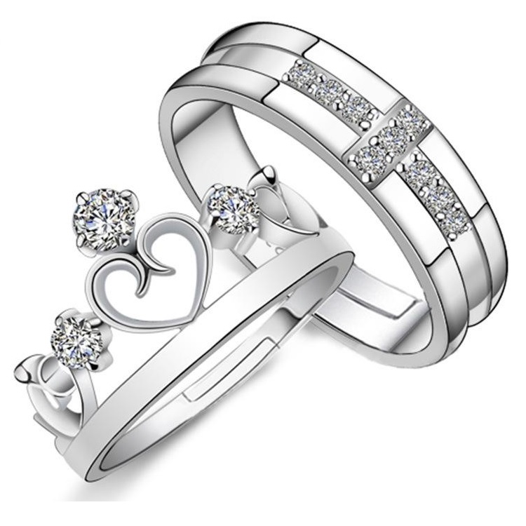 Couple Rings Silver Crown Prince and 