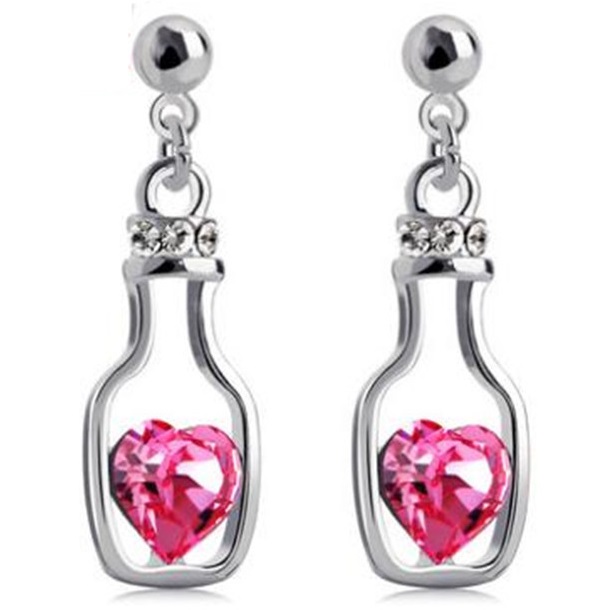 wishing bottle earrings 925 sterling silver anting wanita white pink wishing bottle earrings 925 sterling silver anting wanita white pink