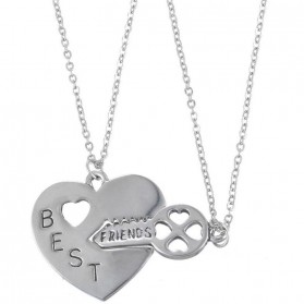 Kalung Pasangan Bentuk Hati dan Kunci / Couple Necklace - Silver - 2