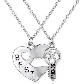 Kalung Pasangan Bentuk Hati dan Kunci / Couple Necklace - Silver - 3