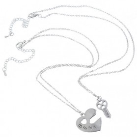 Kalung Pasangan Bentuk Hati dan Kunci / Couple Necklace - Silver - 4