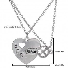 Kalung Pasangan Bentuk Hati dan Kunci / Couple Necklace - Silver - 5