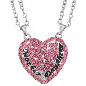 Kalung Pasangan Bentuk Hati Ibu dan Anak / Couple Necklace - Pink - 1