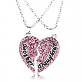 Kalung Pasangan Bentuk Hati Ibu dan Anak / Couple Necklace - Pink - 2