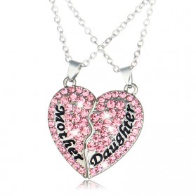 Kalung Pasangan Bentuk Hati Ibu dan Anak / Couple Necklace - Pink - 3
