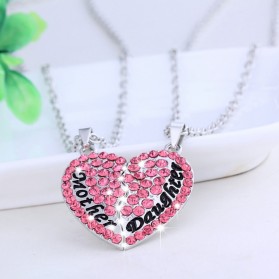 Kalung Pasangan Bentuk Hati Ibu dan Anak / Couple Necklace - Pink - 4