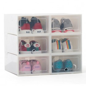 BNBS Kotak Susun Rak Organizer Sepatu Shoe Box 6 PCS Size L - LF010 - White