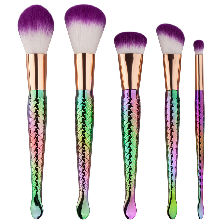 Mermaid Powder Blending Make Up Brush 5 Pcs Multi Color Jakartanotebook Com