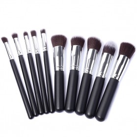 Aksesoris Makeup - Anmor Make Up Brush 10 PCS - Black/Silver