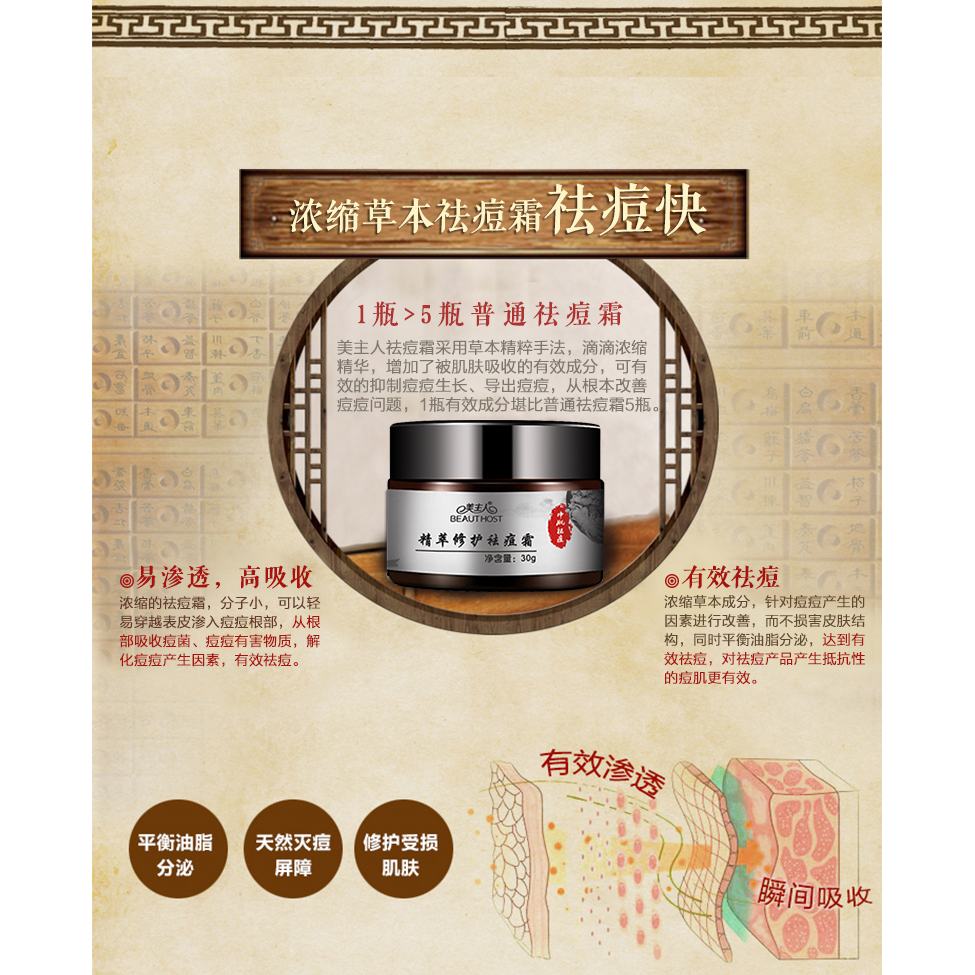 BEAUTY HOST Krim Wajah Natural Herbal Extract Anti Acne ...