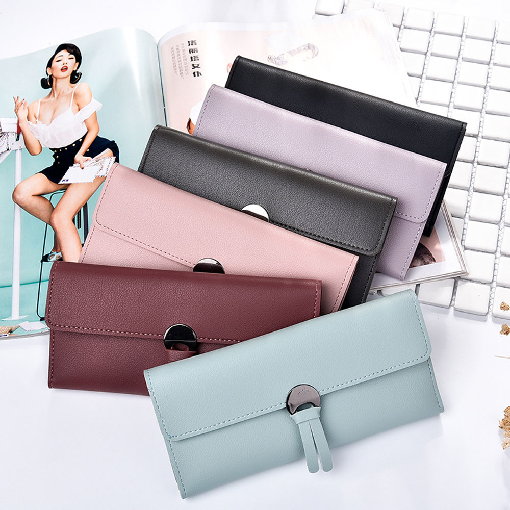 Dompet Wanita Model Panjang Bahan Kulit 109F Black