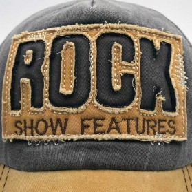 ZGYF Topi Baseball Cap Snapback Model ROCK Embroidery Cotton Sport Sun Hat - S8R01 - Black Gold - 2