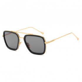 RBVTURAS Kacamata Tony Stark Steampunk HD Polarized Sunglasses - 66218 - Black Gold