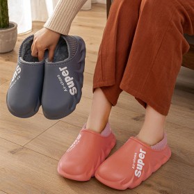 TZLDN Sepatu Sandal Plush Cotton Warm Anti Slip EVA Soft Unisex Size 40-41 - LDN905 - Dark Blue - 10