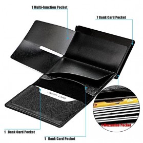 Hengneng Dompet Kartu Anti RFID Bahan Kulit dengan Holder Aluminium - KB232 - Black - 4