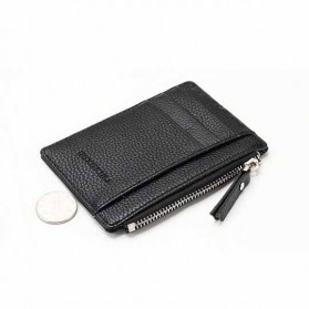 DEXBXULI Dompet Kartu Bahan Kulit ID Card Holder Slim Design - 208 - Black - 6