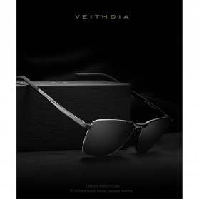 Veithdia Kacamata Vintage UV Polarized Sunglasses - 2462 - Black - 3
