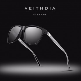 Veithdia Kacamata Retro UV Polarized Sunglasses - 6108 - Black/Gray - 3