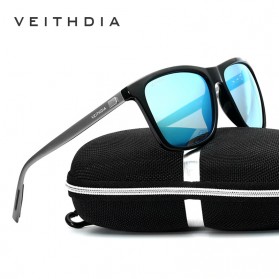 Veithdia Kacamata Retro UV Polarized Sunglasses - 6108 - Black/Gray - 4