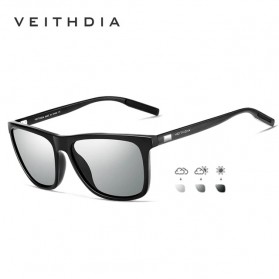 Veithdia Kacamata Retro UV Polarized Photochromic Sunglasses - 6108 - Black/Gray - 1