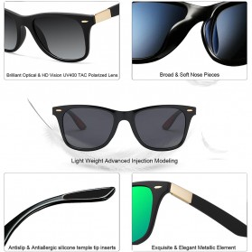 Veithdia Kacamata Classic UV Polarized Sunglasses - 7029 - Black - 4