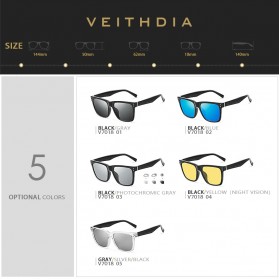 Veithdia Kacamata Classic UV Polarized Sunglasses - 7018 - Black/Gray - 7