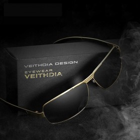 VEITHDIA Kacamata Retro UV400 Polarized Sunglasses - 2490 - Black - 6