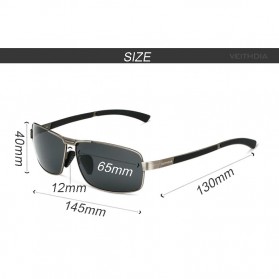 VEITHDIA Kacamata Retro UV400 Polarized Sunglasses - 2490 - Black - 9