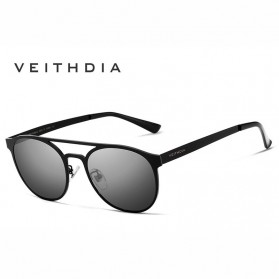 Kacamata Wanita - VEITHDIA Kacamata Retro UV400 Sun Glasses - 3900 - Black/Gray