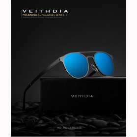 VEITHDIA Kacamata Retro UV400 Sun Glasses - 3900 - Black/Gray - 2