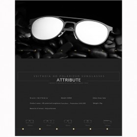 VEITHDIA Kacamata Retro UV400 Sun Glasses - 3900 - Black/Gray - 4