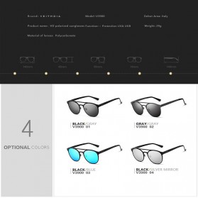 VEITHDIA Kacamata Retro UV400 Sun Glasses - 3900 - Black/Gray - 6