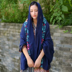 Syal Katun Motif Bunga Scarf Embroidery - Yellow - 4