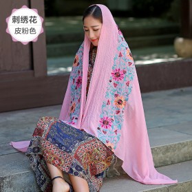 Syal Katun Motif Bunga Scarf Embroidery - Yellow - 6