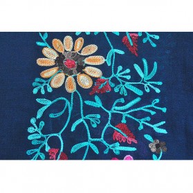 Syal Katun Motif Bunga Scarf Embroidery - Yellow - 8
