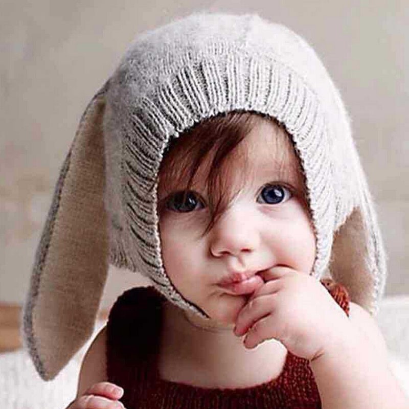 Topi Kupluk Bayi Lucu Model Bunny Ear - Gray