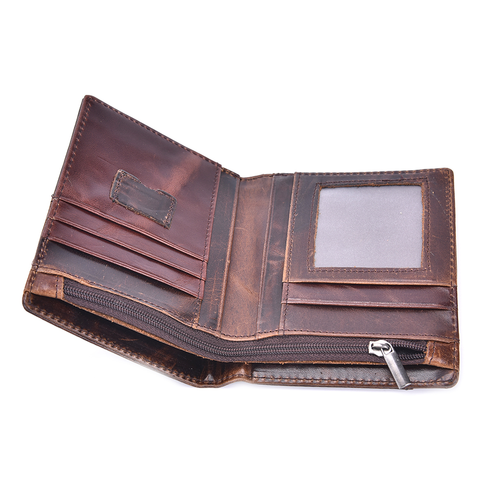 Dompet Kulit Pria Oil Wax Cowhide Leather Brown 